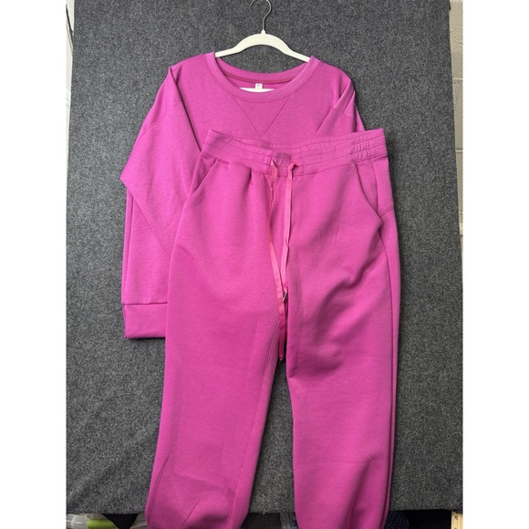 Dear Scarlett Pants - Dear Scarlett 2 Pc Lounge Set 1X Pink Sweatshirt Jogger Pants Soft Athleisure